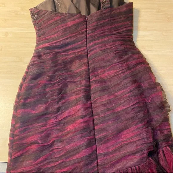 Y2K Alyce Prom Pink Brown Beaded Mermaid Prom Dress Maxi Gown Fairy Size 6